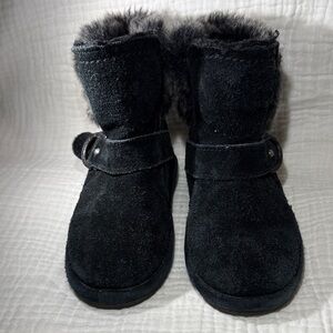 BearPaw Black Furry Kids Boots